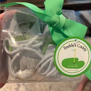 Mud Pie White and Green Baby Walker Shoes